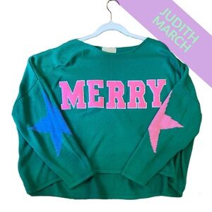 Judith March MERRY green sweater sz large